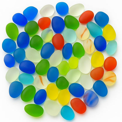 WALMOH High Quality Glassy decorative stones and pebbles oval and round for Vase Fillers, Aquariam, Plants, wall decoration, 400 Gram (0.9lb) Pack.