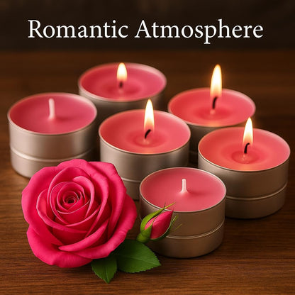 Walmoh Tea Light Scented Candles, 4 hours burn time, Pack of 40, Premium Series Candles (Pink Rose)