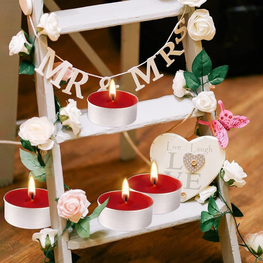 WALMOH Tea Light Candles, Decorative & Festive, RED, Pack of 50, upto 4 Hours Burning Time