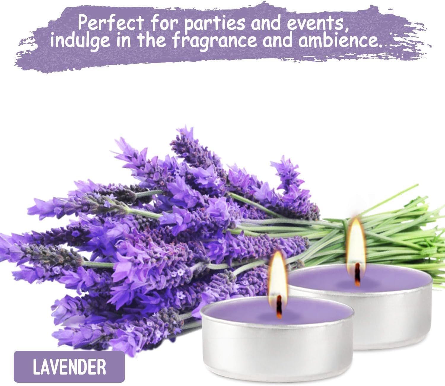 Walmoh Tea Light Scented Candles, 4 hours burn time, Pack of 40, Premium Series Candles (Lavender)