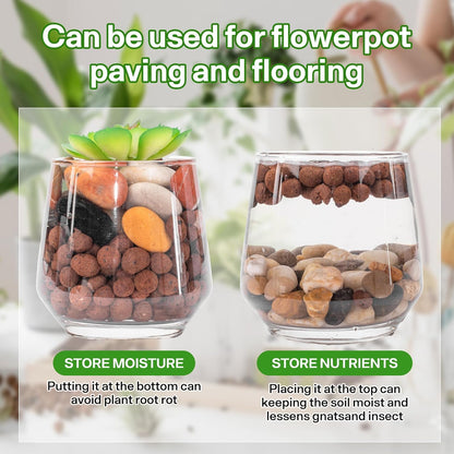 WALMOH 450 Gram (2 Liters) Natural Expanded Clay Pebbles for Plants 4mm-16mm Clay Balls 100% Organic Hydroton Leca Balls for Indoor Plants Hydroponic Growing Gardening Orchids Drainage Decoration Aqua