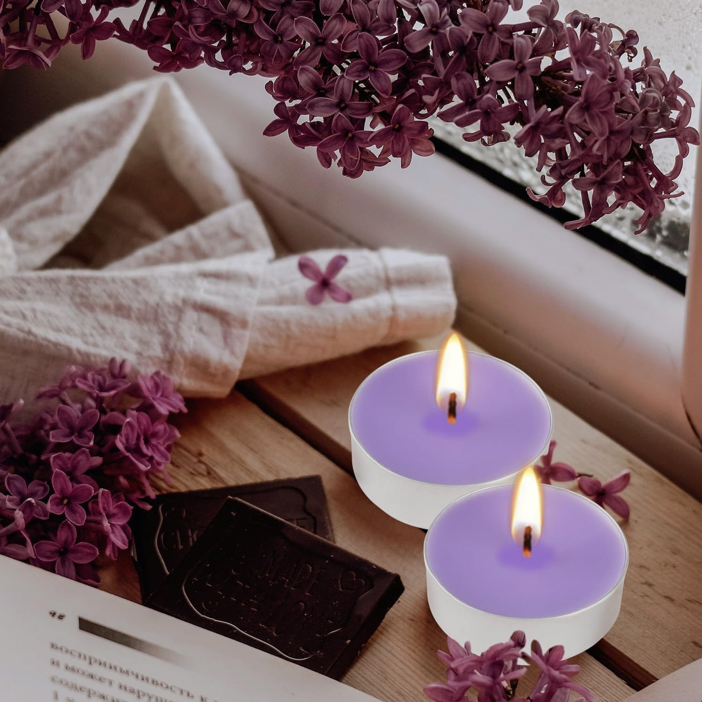 Walmoh Tea Light Scented Candles, 4 hours burn time, Pack of 40, Premium Series Candles (Lavender)