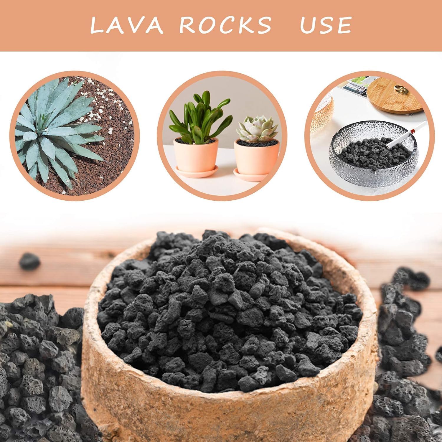 Black Horticultural Lava Rock Soil Additive for Cacti Succulents Plants No Dyes or Chemicals 100% Pure Volcanic Rock 2 LB (900 Grams) Top Dressing