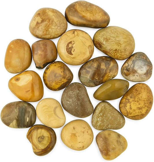 WALMOH Highly Polished Marble Pebbles for Home Decor, SPA, Landscaping, Fish Aquiaraim, Vase Filler, Planting, 2-3 Inches, 1Kg, (Marble Brown)