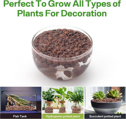 WALMOH 450 Gram (2 Liters) Natural Expanded Clay Pebbles for Plants 4mm-16mm Clay Balls 100% Organic Hydroton Leca Balls for Indoor Plants Hydroponic Growing Gardening Orchids Drainage Decoration Aqua