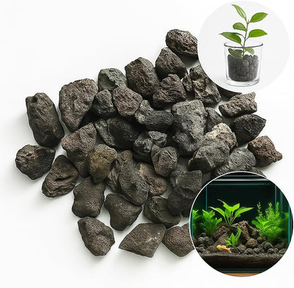 WALMOH Lava Rocks Stone Fire Pit Fireplace, Gas Log Set & Barbecue Grills, Decorative Landscaping Rocks for Indoor and Outdoor Use, 100% Natural, Handcut rocks, 1-2cm size, 500 Grams.